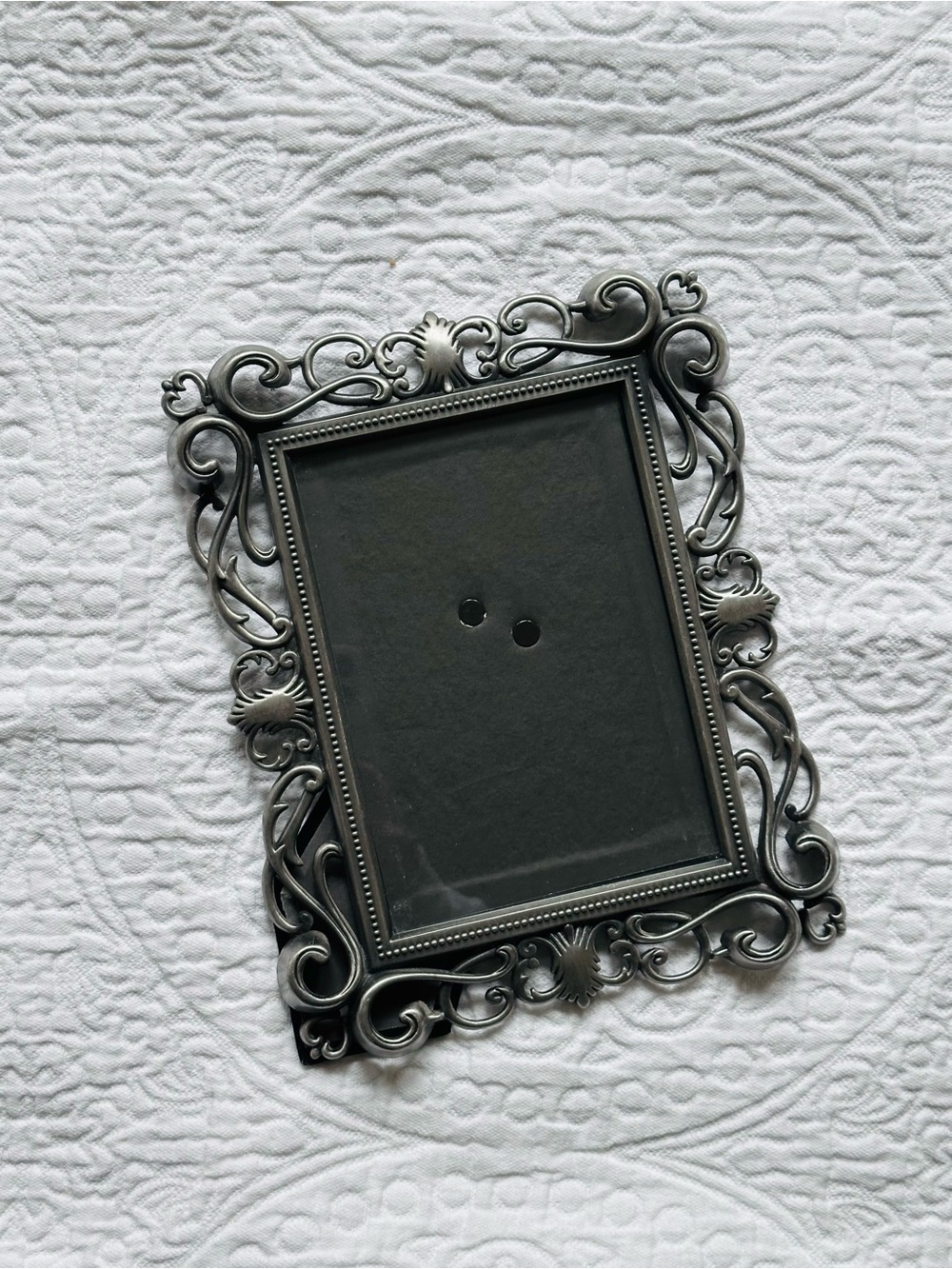 Silver Ornate Picture Frame Scrollwork Motif Whimsigoth Whimsical Home Decor